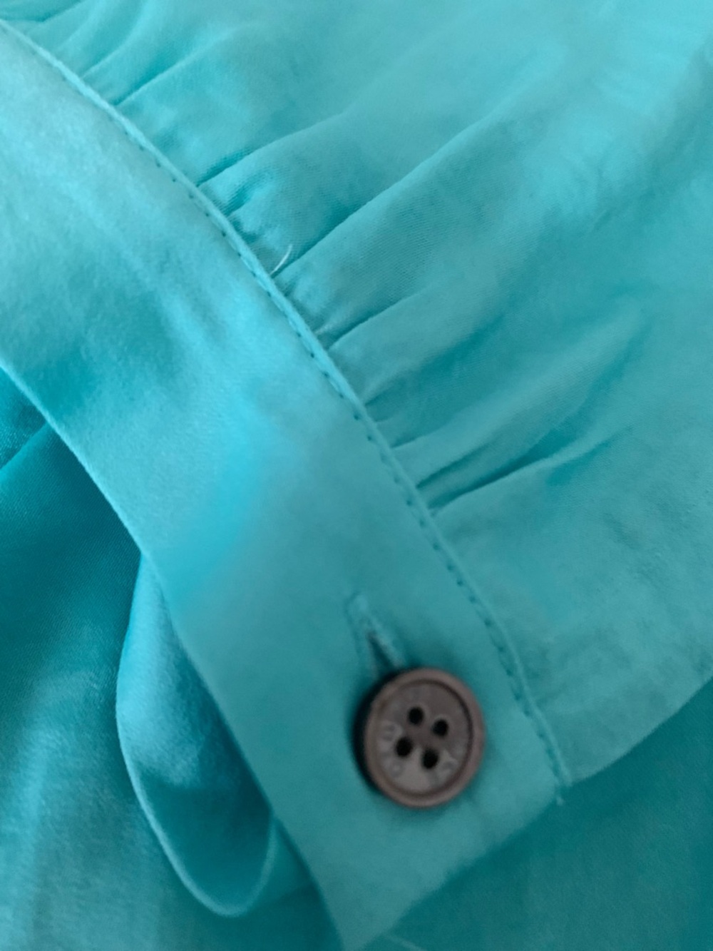 Vince Camuto Turquoise V-Neck Long Sleeve Blouse - Picture 3 of 3